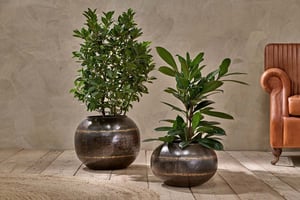 nkuku Endo Reclaimed Iron Globe Planter | Vases & Planters | Small | Aged Black