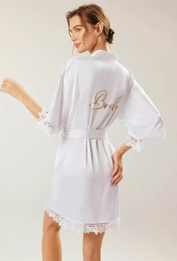 AW Lace Floral Bride & Bridesmaid Satin Robes