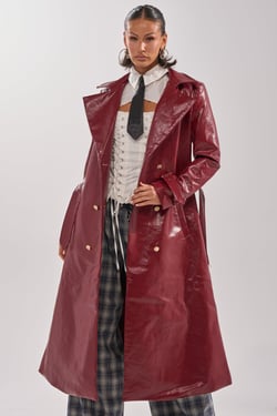 AKIRA Lady Danger Faux Leather Trench Coat | Size 1X