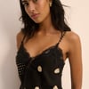 Black Polka Dot Lace Trim Cami
