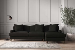 nkuku Deni Large Right Hand Chaise Sofa | Make To Order | Brera Linen Charcoal | No Colour