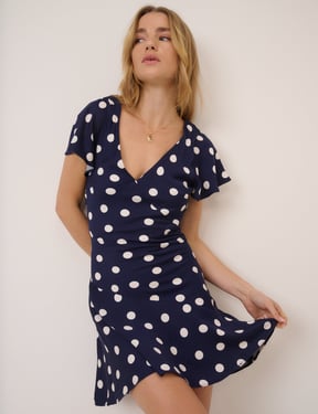 Navy Polka Dot Aimee Mini Dress
