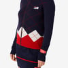 110 Cashmere Argyle Zip Sweater - L
