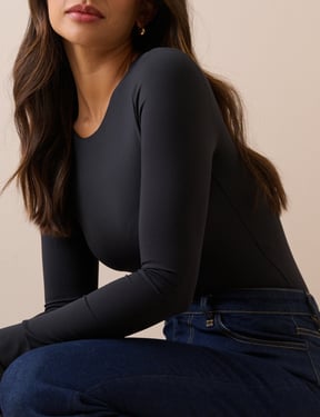 Black Jersey Long Sleeve Bodysuit