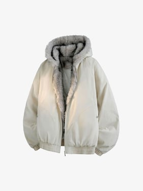 Street Faux Fur Collar Hooded Windproof Padded Jacket - Khaki / 2XL