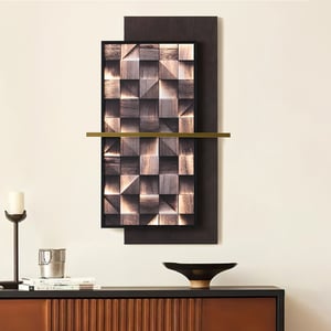 31.5" Illuminated Geometric Wall Art in Deep Brown – Modern LED Wall Art