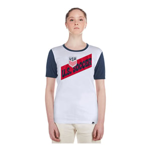 Women's New Era USMNT Sash Short Sleeve White Tee / 2X
