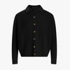 Retro Cable Knit Button-Up Collared Cardigan Sweater - Black / M