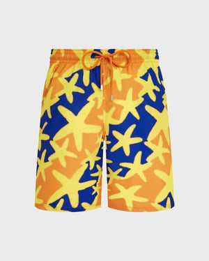 Vilebrequin - Men Long Ultra-light And Packable Swim Shorts Starlight - Swimwear - Okohina - Orange - Size XXXL