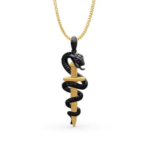 Jeulia "Never Give Up" Mamba and Dagger Sterling Silver Memorial Necklace