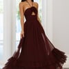 Enchanted Bloom Halter Maxi Dress Maroon