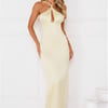 Diamond Elegance Satin Maxi Dress Yellow