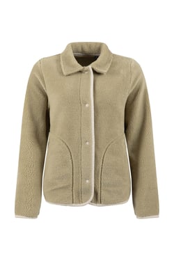Weird Fish Alessia Lightweight Borg Shacket Laurel Green Size 8