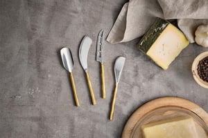 nkuku Darsa Cheese Knife Set Set Of 4 | Serveware | Brushed Gold