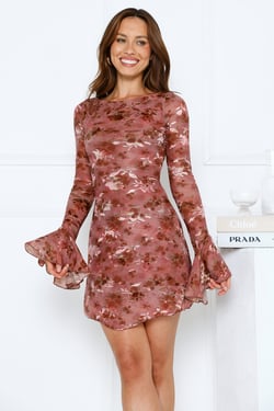 Honey Star Long Sleeve Maxi Dress Rust