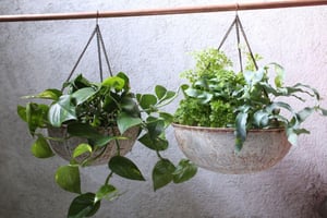 nkuku Abari Round Hanging Planter | Vases & Planters | Small | Aged Zinc