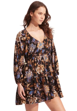 Silk Road Tier Kaftan Black - L
