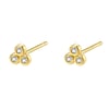 White Triad Stud Earrings Sterling Silver Gold