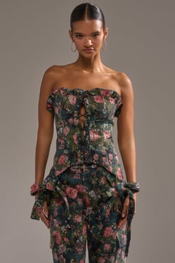 AKIRA I Want You Floral Rhinestone Corset Top | Size 2X