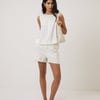 Cream Linen-Blend Swing Top