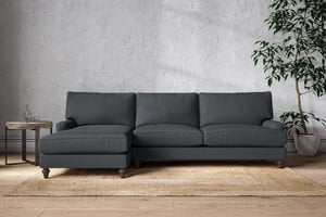 nkuku Marri Left Hand Chaise Sofa | Make To Order | Grand | Recycled Cotton Thunder
