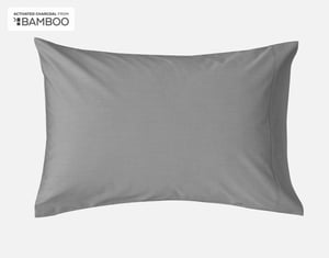 QE Home 310TC Bamboo Cotton Pillowcases with Activated Charcoal in Deep Grey (Set of 2), Queen