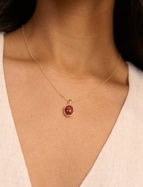 Red Stone Pendant Gold Plated Necklace