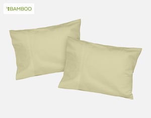 QE Home Petite 310TC Bamboo Cotton Pillowcase in Elm (Set of 2), Green
