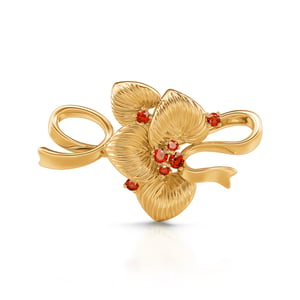 Jeulia Christmas Red Fruit Design Sterling Silver Brooch