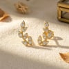 Sparkling Leaf Branch Gold Plated Stud Earrings