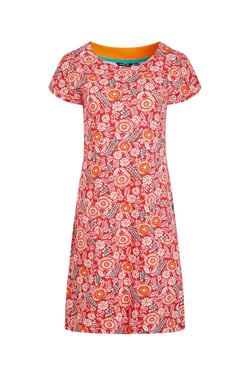 Weird Fish Tallahassee Printed Jersey Dress Tango Red Size 20
