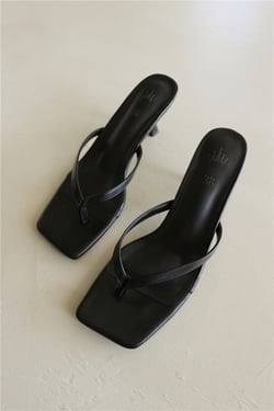 The Stella Kitten Heels Black PU