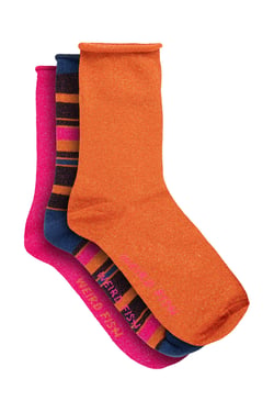 Weird Fish Steller Sparkle Striped Socks 3pk Multi Size 4-7
