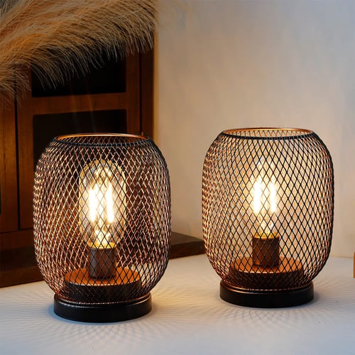 Set of 2 Tall Battery Powered Outdoor Table Lamp