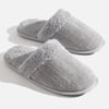 QE Home Chenille Sherpa Slippers in Grey, Large