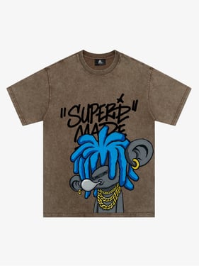 Thesupermade Graffiti Trend Blue Dreadlock Boy T-Shirt - Sand Color / XXL