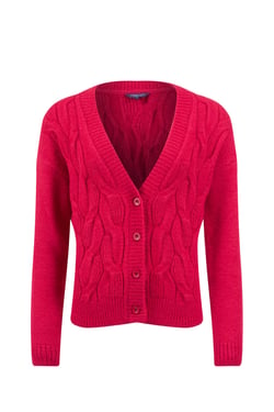 Weird Fish Rhona Super Soft Cable Knit Cardigan Garnet Size 8