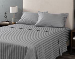 QE Home Luxor Egyptian Cotton Sheet Set in Platinum, Grey, Queen