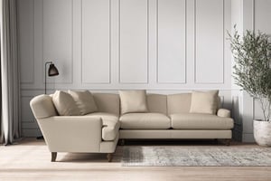 nkuku Deni Left Hand Corner Sofa | Make To Order | Super Grand | Recycled Cotton Stone