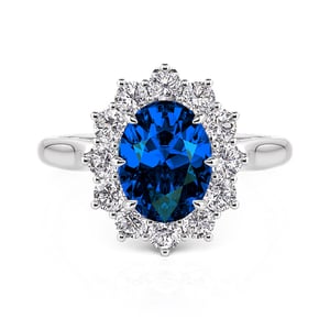 Jeulia Vintage Halo Dual Wear Oval Sapphire Cocktail Ring