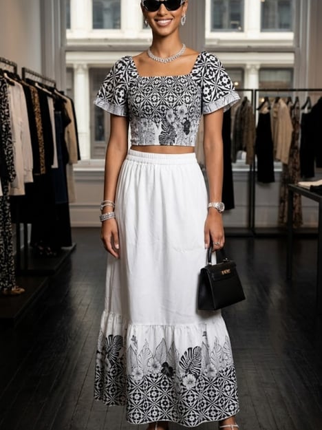 Black and White Geometric Print Two-Piece Set HUDSON New Collection FASHION BYMANYC ® New York