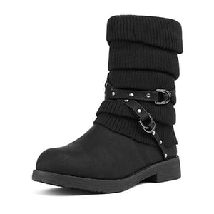 DREAM PAIRS Buckle Strap Mid Calf Snow Boots