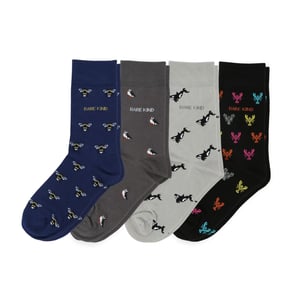 Small Motif 4 Pack Bamboo Sock Set | UK Adult 7-11