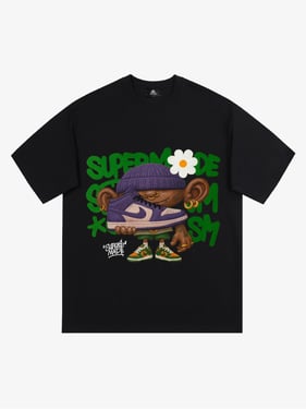 Street Cartoon Sneaker Graffiti Sneaker T-shirt - Black / XXL