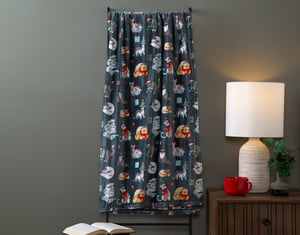 QE Home Holiday Fleece Throw in Festive Claus, Seasonal, Blue