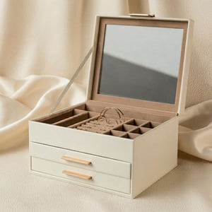 Luxury White 3-Tier PU Leather Jewellery Organizer Box – Multi-Functional Jewellery Storage Solution