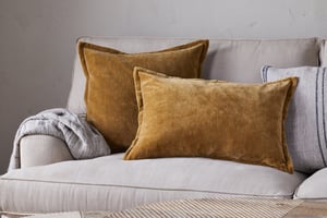 nkuku Sela Velvet Cushion Cover | Textiles | Ochre | 60 x 40 cm