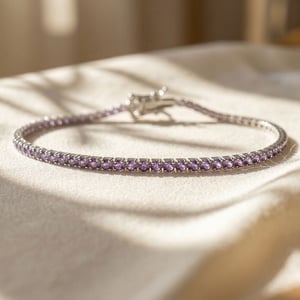 Sterling Silver Amethyst Gemstone Tennis Bracelet