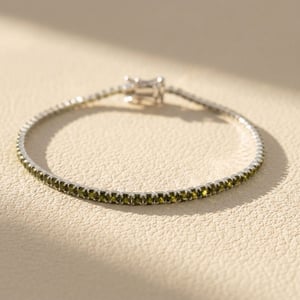 Peridot August Birthstone Sterling Silver Tennis Bracelet
