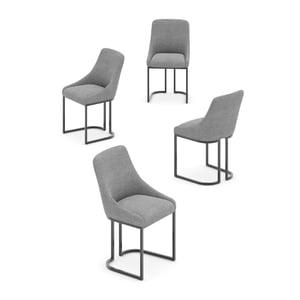 COLAMY LOFT Industrial U-Base Dining Chair - Dark Gray / Set of 4